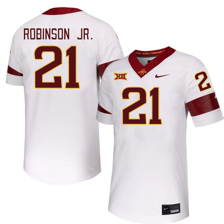 Men #21 Ryan Robinson Jr. Iowa State Cyclones College Football Jerseys Stitched-White